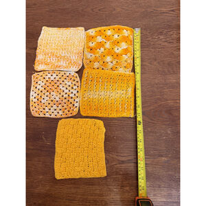 Handmade Crochet Cotton Washcloth Set of 5 | Reusable Dishcloths | Farmhouse Kit